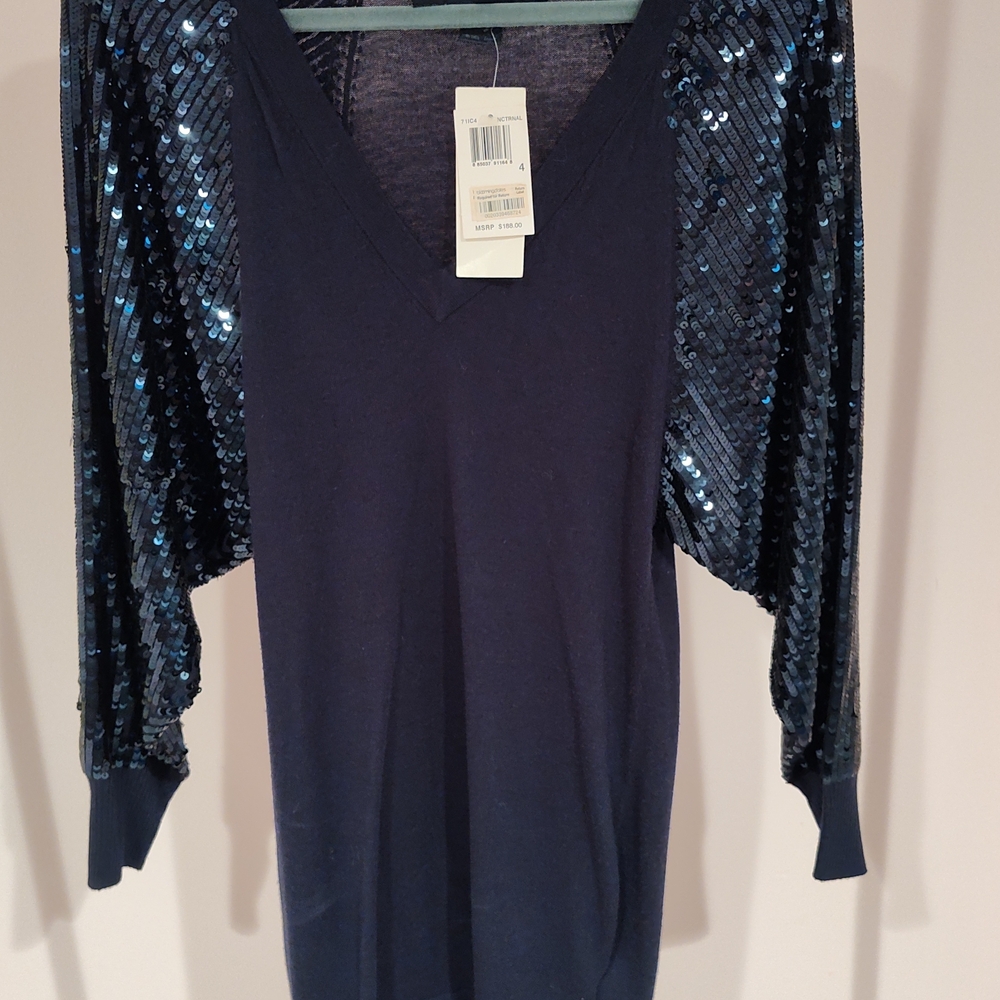 French Connection Deep Blue V-Neck Dress
